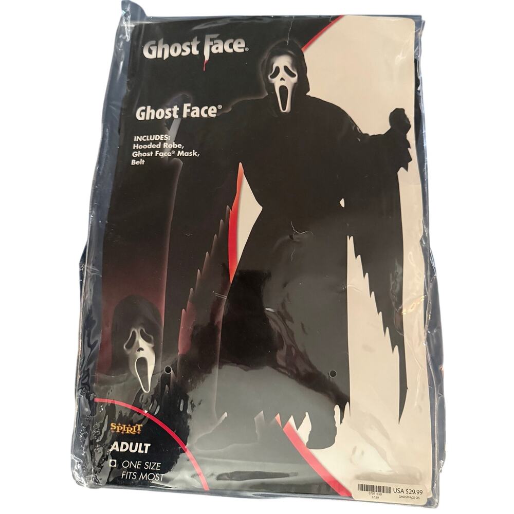 NIB Spirit Halloween Adult Ghost Face Halloween Costume OS